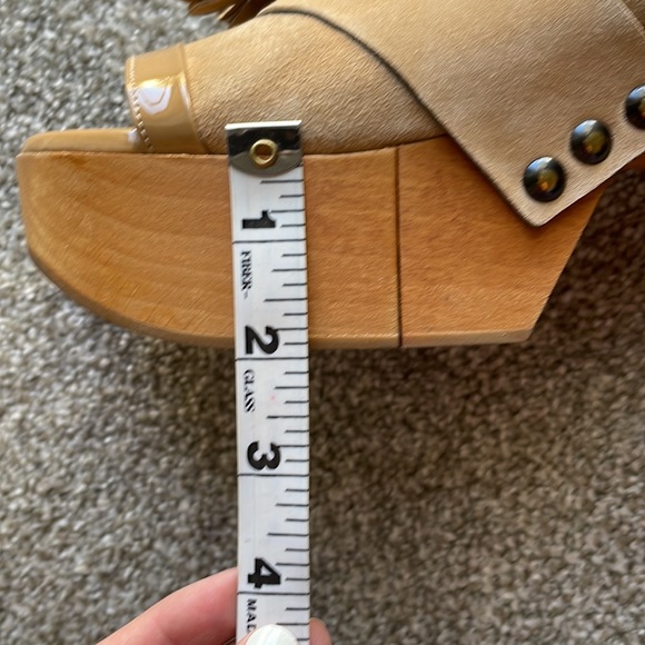 Robert Clergerie Suede Tassel Platform Wooden Sandals - Picture 12 of 16